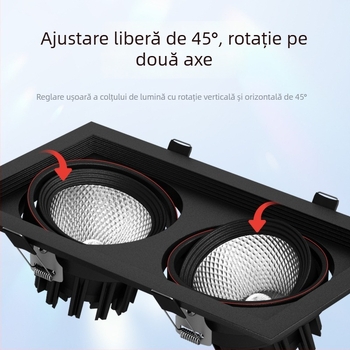 Corp LED încastrat, dreptunghiular, cu grilă LED, downlight cu două capete, carcasă din aluminiu, 220V, CRI ≥95, control non-smart