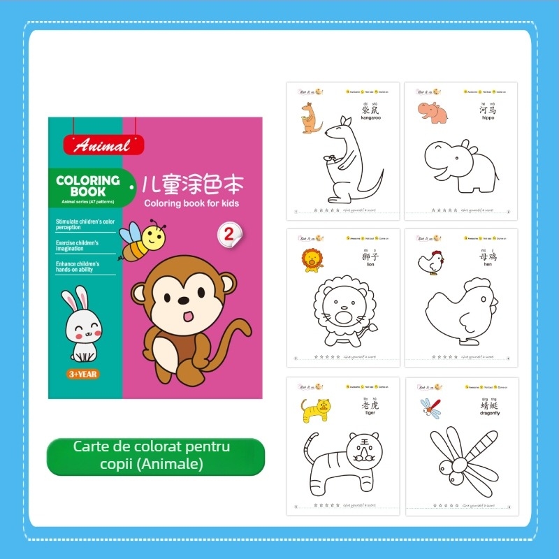 Set de colorat și desen pentru copii 3–6 ani, marca Du Le Zi, pe bază de hârtie, personalizat în funcție de desene