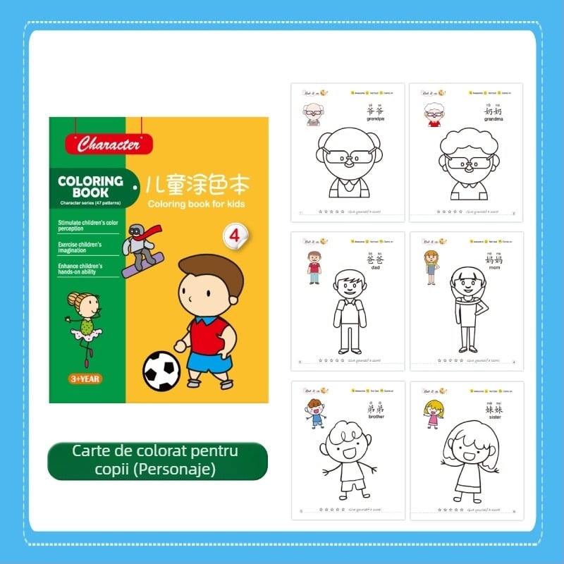 Set de colorat și desen pentru copii 3–6 ani, marca Du Le Zi, pe bază de hârtie, personalizat în funcție de desene