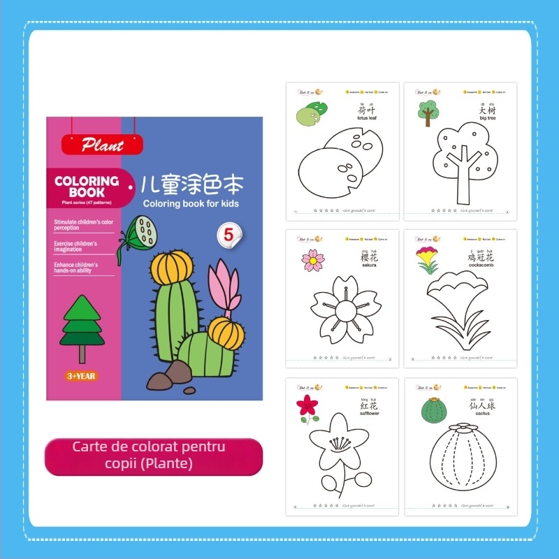 Set de colorat și desen pentru copii 3–6 ani, marca Du Le Zi, pe bază de hârtie, personalizat în funcție de desene