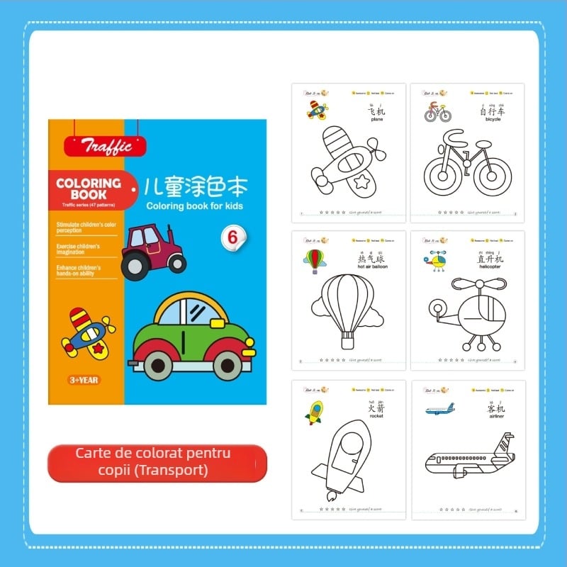 Set de colorat și desen pentru copii 3–6 ani, marca Du Le Zi, pe bază de hârtie, personalizat în funcție de desene