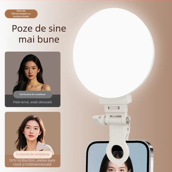 Lumină de selfie pentru telefon — clip-on portabil, 3 temperaturi de culoare, 3V/800mAh, model Sd-sjbgd-f01