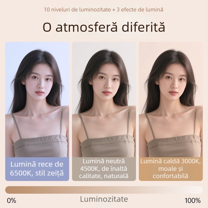 Lumină de selfie pentru telefon — clip-on portabil, 3 temperaturi de culoare, 3V/800mAh, model Sd-sjbgd-f01