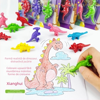 Set de colorat cu forme din plastic, creioane cerate — model XH-040, creion circular, seria Styling Crayon, corp din hârtie