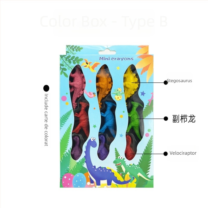 Set de colorat cu forme din plastic, creioane cerate — model XH-040, creion circular, seria Styling Crayon, corp din hârtie