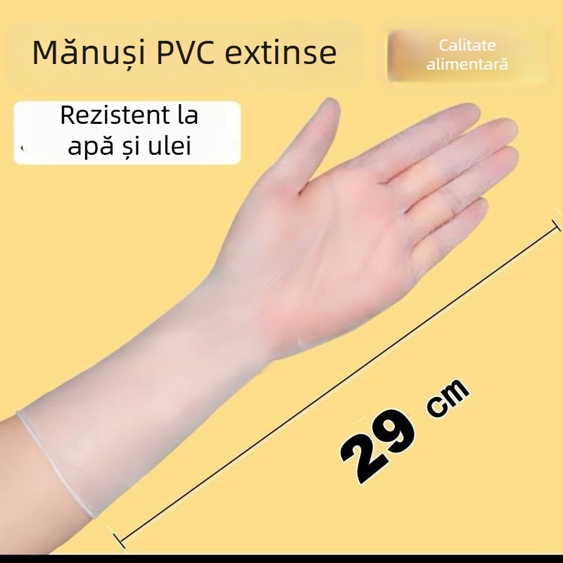 Mănuși de unică folosință din PVC, de calitate alimentară, impermeabile și rezistente la ulei, compatibile cu ecranul tactil