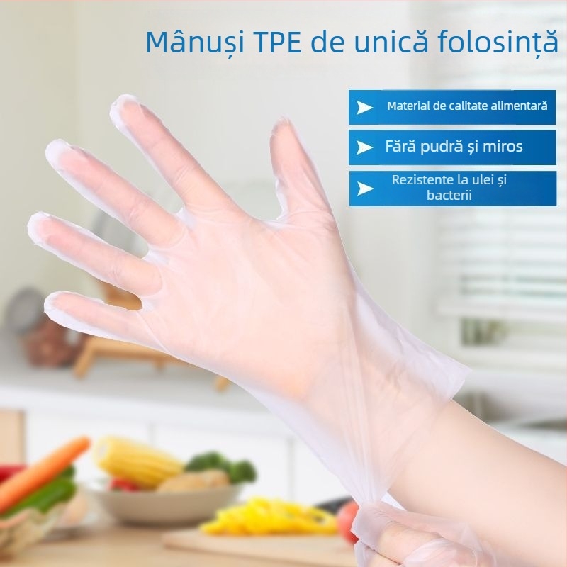Mănuși de unică folosință din PVC, de calitate alimentară, impermeabile și rezistente la ulei, compatibile cu ecranul tactil