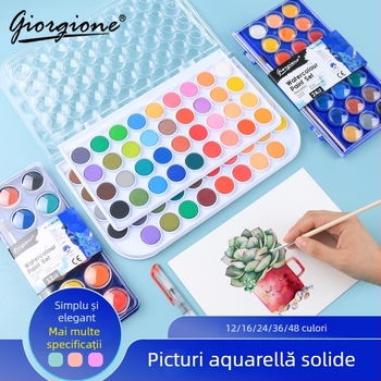 Giorgione set de acuarele solide, tablete pudră, în cutie, 12–48 culori, pentru pictură cu acuarelă.