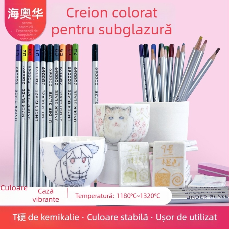 Thiaoohua Creioane subglazurate pentru pictură ceramică, creion unic; Material: culoare subglazură; Cod produs: Underglaze colored pencil (single); Utilizare: pictură ceramică