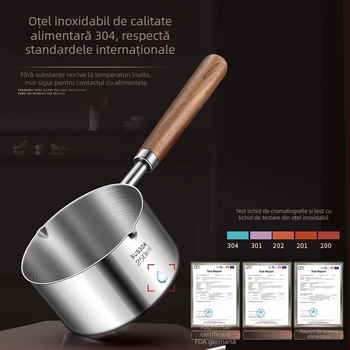 Tigaie pentru ulei din oțel inoxidabil 304, fund plat, neacoperită, adâncime de 3,5 cm, pentru încălzire ulei și asezonare