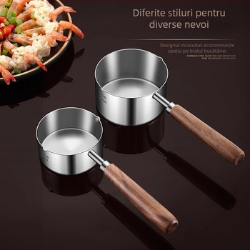 Tigaie pentru ulei din oțel inoxidabil 304, fund plat, neacoperită, adâncime de 3,5 cm, pentru încălzire ulei și asezonare