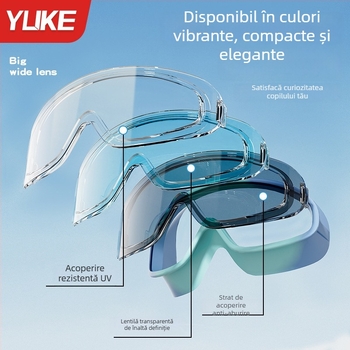 Ochelari de înot pentru copii, cadru mare, lentile din policarbonat, anti-ceață, impermeabili, în set cu șapcă de înot