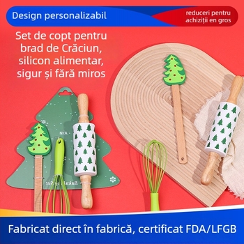 Set de cofetărie pentru acasă: rulou pentru aluat, spatulă din silicon și tel pentru ouă; material silicon; formă neregulată; pentru coacere