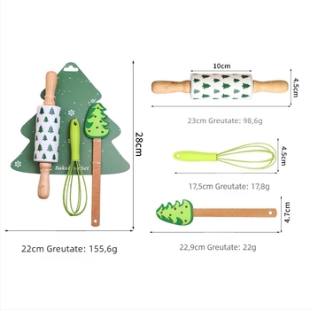 Set de cofetărie pentru acasă: rulou pentru aluat, spatulă din silicon și tel pentru ouă; material silicon; formă neregulată; pentru coacere