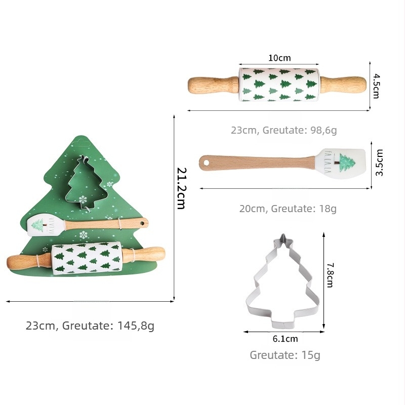 Set de cofetărie pentru acasă: rulou pentru aluat, spatulă din silicon și tel pentru ouă; material silicon; formă neregulată; pentru coacere