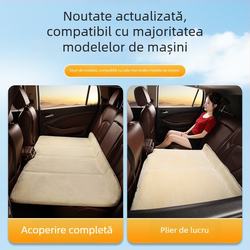 Saltea de călătorie pentru spatele mașinii, cu căptușeală fleece, pliabilă, universal pentru copii, fără umflare