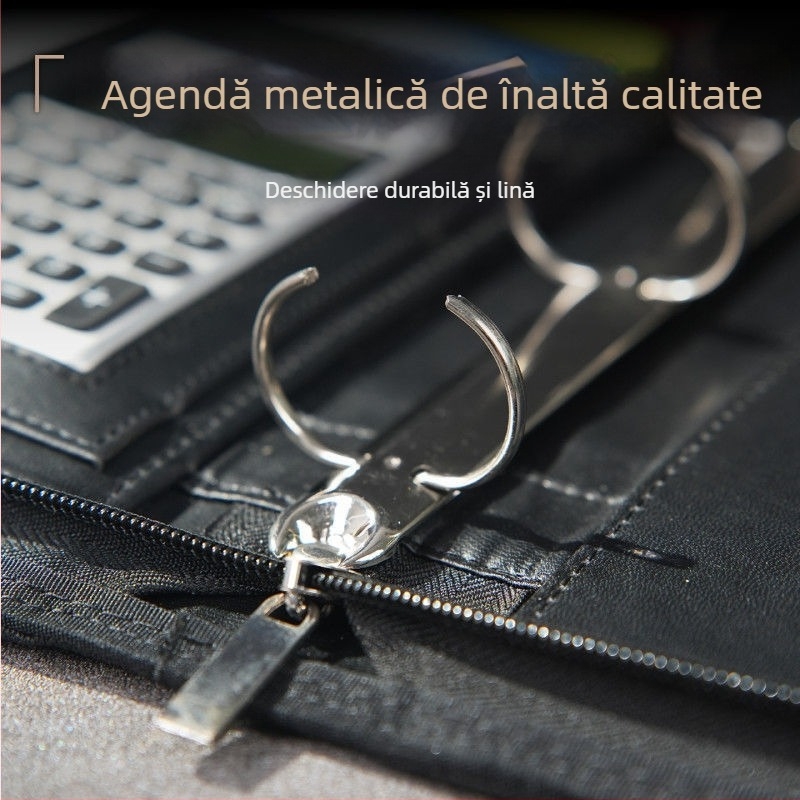 Mapă de piele A4 cu fermoar și clip unic puternic, Model: A4 Folder, Grosime plăcă 1,5 cm, Lățime spate 1,5 cm