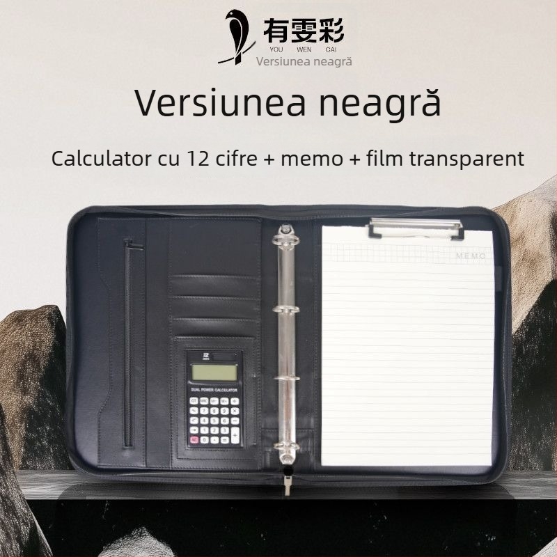 Mapă de piele A4 cu fermoar și clip unic puternic, Model: A4 Folder, Grosime plăcă 1,5 cm, Lățime spate 1,5 cm