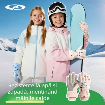 Mănuși de ski pentru copii: poliester, călduroase, unisex, pentru copii între 2 și 8 ani, țesătură jacquard