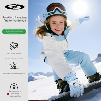 Mănuși de ski pentru copii: poliester, călduroase, unisex, pentru copii între 2 și 8 ani, țesătură jacquard