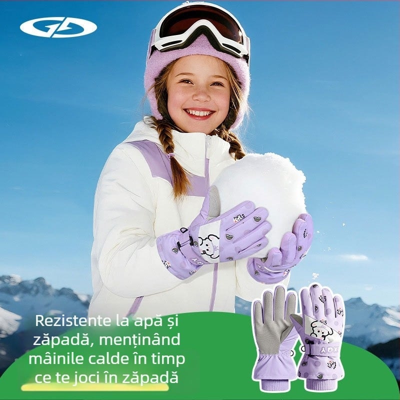 Mănuși de ski pentru copii: poliester, călduroase, unisex, pentru copii între 2 și 8 ani, țesătură jacquard