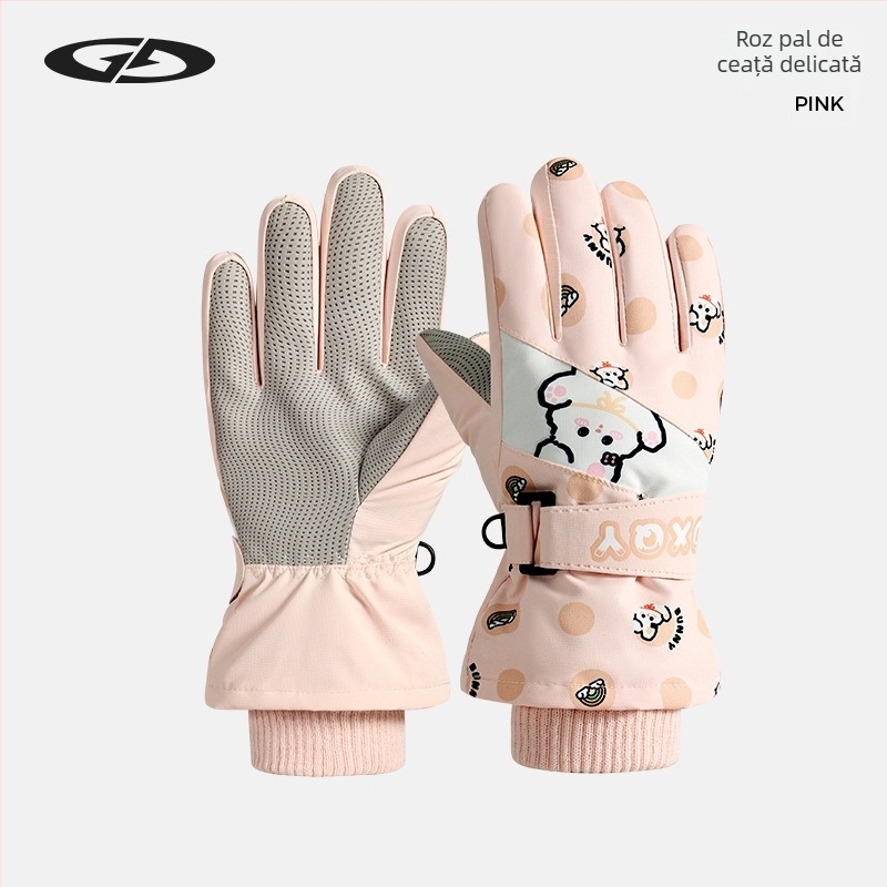 Mănuși de ski pentru copii: poliester, călduroase, unisex, pentru copii între 2 și 8 ani, țesătură jacquard