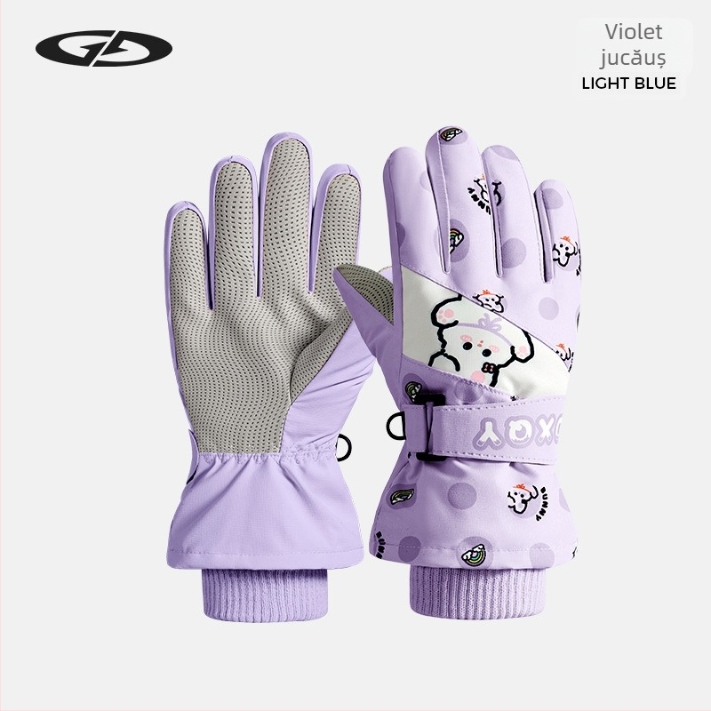 Mănuși de ski pentru copii: poliester, călduroase, unisex, pentru copii între 2 și 8 ani, țesătură jacquard