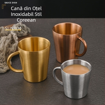 Cană din oțel inoxidabil 304 cu pereți dubli și mâner — capacitate mare, potrivită pentru bere, lapte și apă, cu logo personalizat