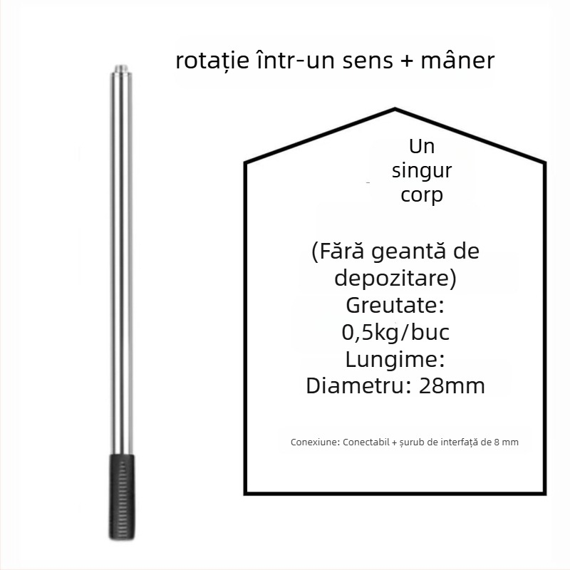Tijă de plasă pentru pescuit din oțel inoxidabil, 500 g, monobloc, neextensibil