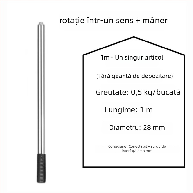Tijă de plasă pentru pescuit din oțel inoxidabil, 500 g, monobloc, neextensibil