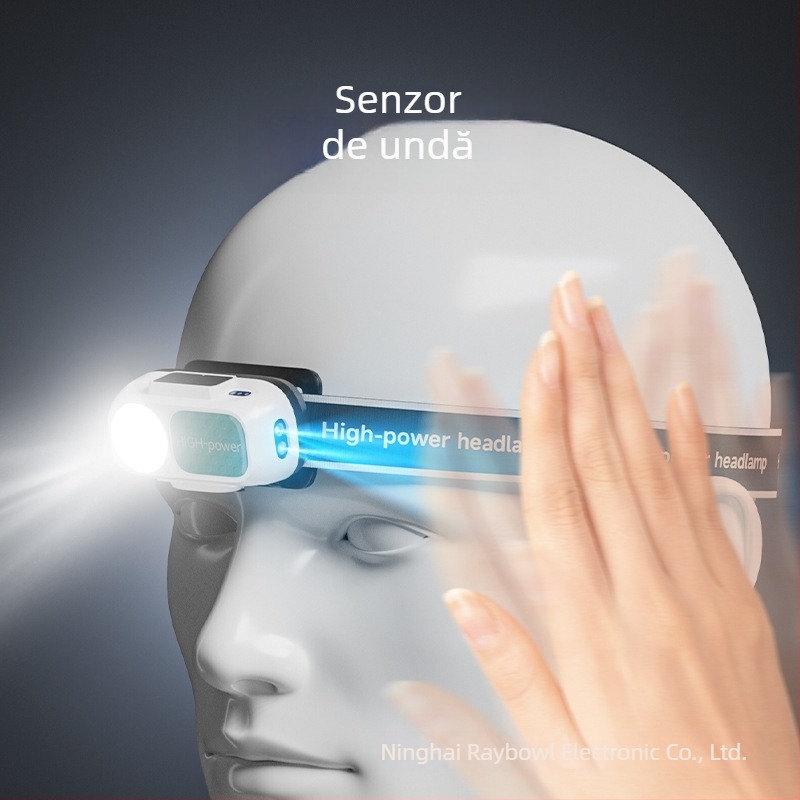 Frontala pentru exterior cu senzor de mișcare, lampă LED reîncărcabilă, ultra-ușoară și portabilă, baterie 1200mAh, 10W, încărcător inclus