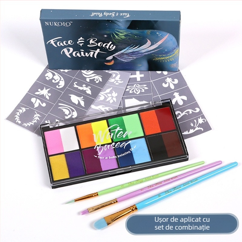 Xu Peng Set Pigmenți pentru Față și Corp pe Bază de Apă, Cutie cu 8 Compartimente (Brand: Xu Peng; Material: pe bază de apă; Utilizare: pictură cu acuarele; Ambalaj: cutie cu 8 compartimente)