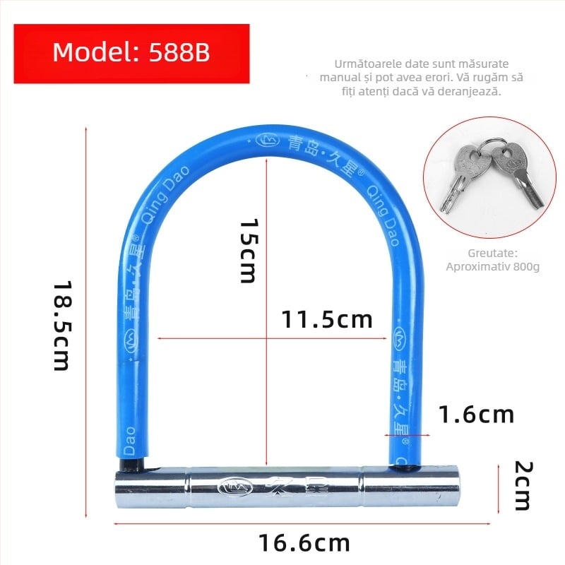 Lacăt în formă de U Jiuxing pentru vehicule electrice, motociclete și biciclete – oțel aliat, modele X18, 388, 8362; greutate 1,6 kg; stil modern minimalist