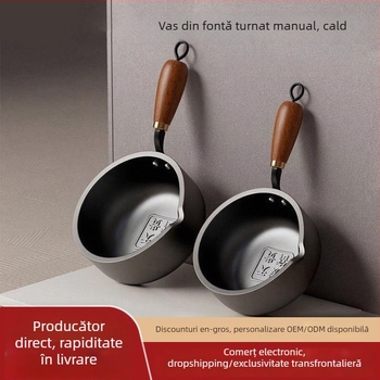 Tigaie pentru omletă din fier fin, stil chinezesc, cu fund plat unic, 780 g, potrivit pentru plită universală