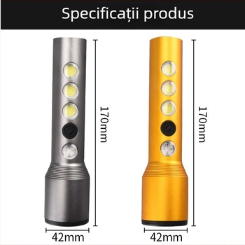 Jiadi lanternă LED din aliaj de aluminiu, reîncărcabilă, rază până la 200 m, protecție la supratensiune, rezistentă la explozii, autonomie baterie 30 h, 3.7V