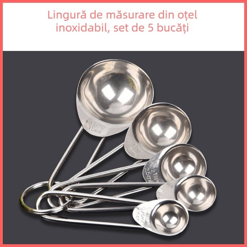 Big Eyes Set de linguri de măsurare din oțel inoxidabil, 5 piese, pentru coacere