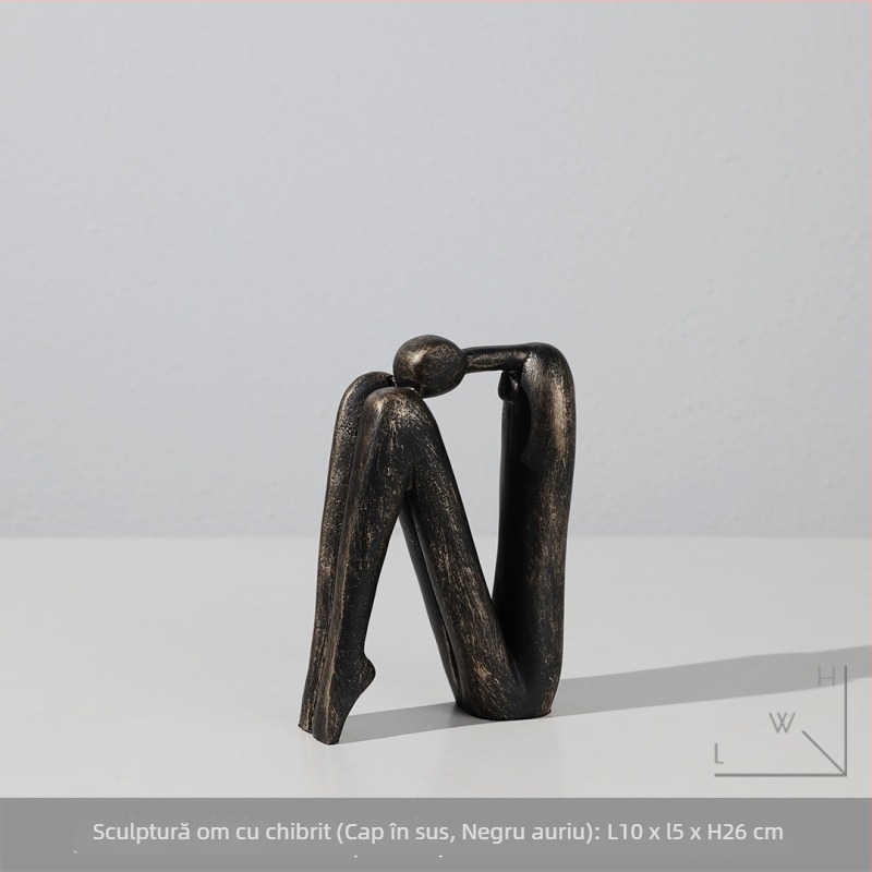 Sculptură de figură din rășină, stil modern minimalist, design stickman