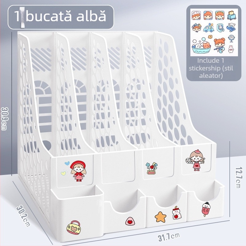 Raft de fișiere cu patru coloane pentru birou, construcție din plastic, model 10036, marcă Excellent, greutate netă 65 g