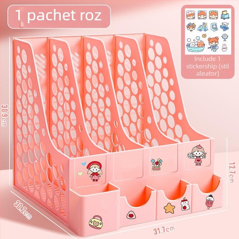 Raft de fișiere cu patru coloane pentru birou, construcție din plastic, model 10036, marcă Excellent, greutate netă 65 g