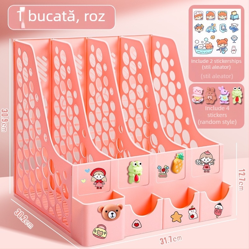 Raft de fișiere cu patru coloane pentru birou, construcție din plastic, model 10036, marcă Excellent, greutate netă 65 g