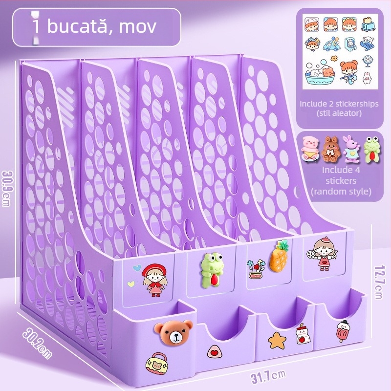 Raft de fișiere cu patru coloane pentru birou, construcție din plastic, model 10036, marcă Excellent, greutate netă 65 g