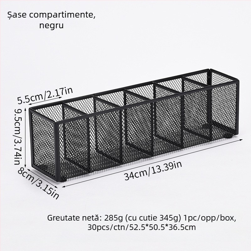 Suport metalic pentru pixuri și organizator de birou cu mai multe compartimente (3 sau 4), organizator cosmetic, personalizare disponibilă