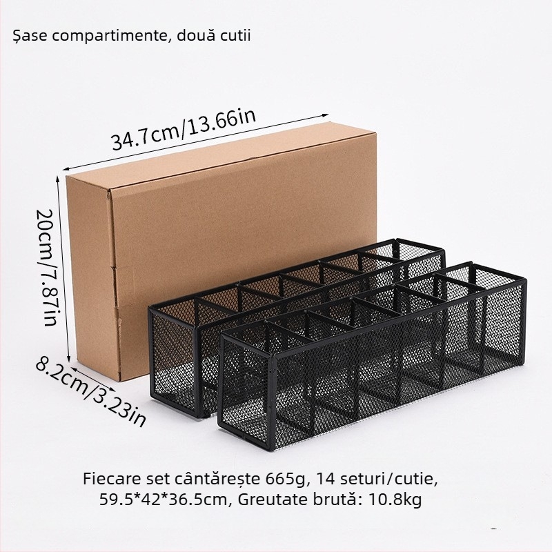 Suport metalic pentru pixuri și organizator de birou cu mai multe compartimente (3 sau 4), organizator cosmetic, personalizare disponibilă