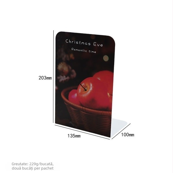 Suporturi metalice pentru cărți în formă de L, antiderapante, stil Crăciun pentru birou, set de 2, greutate netă 465 g