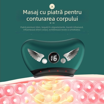 Dispozitiv electric pentru față Gua Sha cu placă de piatră, tip de alimentare prin încărcare, control cu buton, viteză fără trepte, temperatură 30–50°C