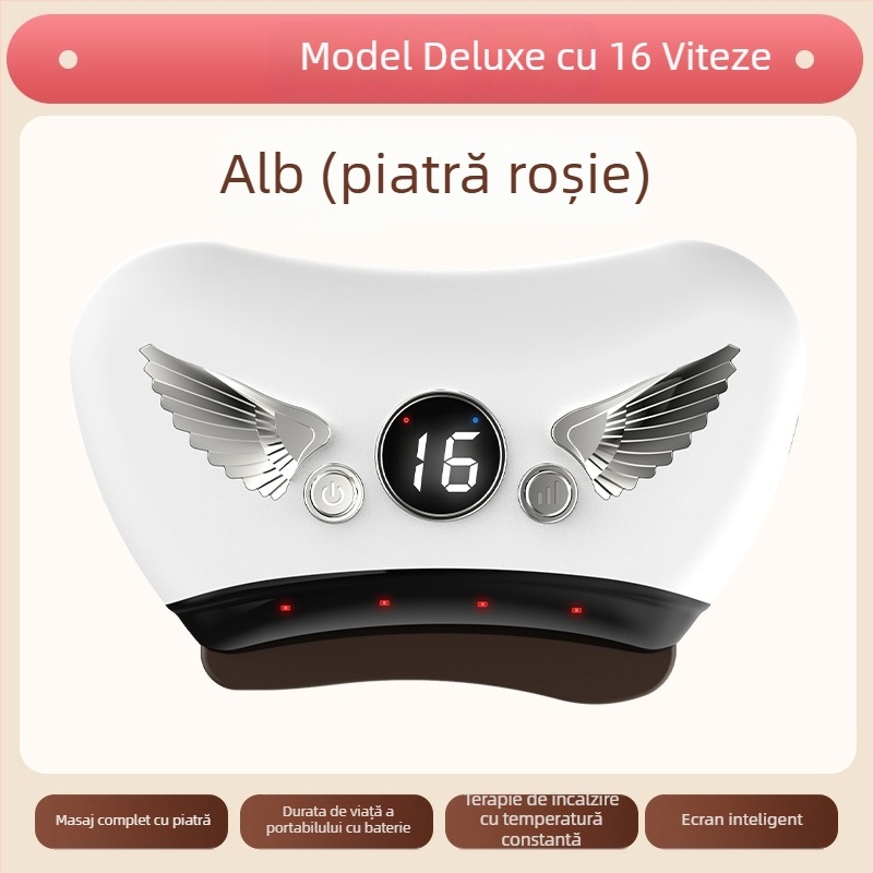Dispozitiv electric pentru față Gua Sha cu placă de piatră, tip de alimentare prin încărcare, control cu buton, viteză fără trepte, temperatură 30–50°C