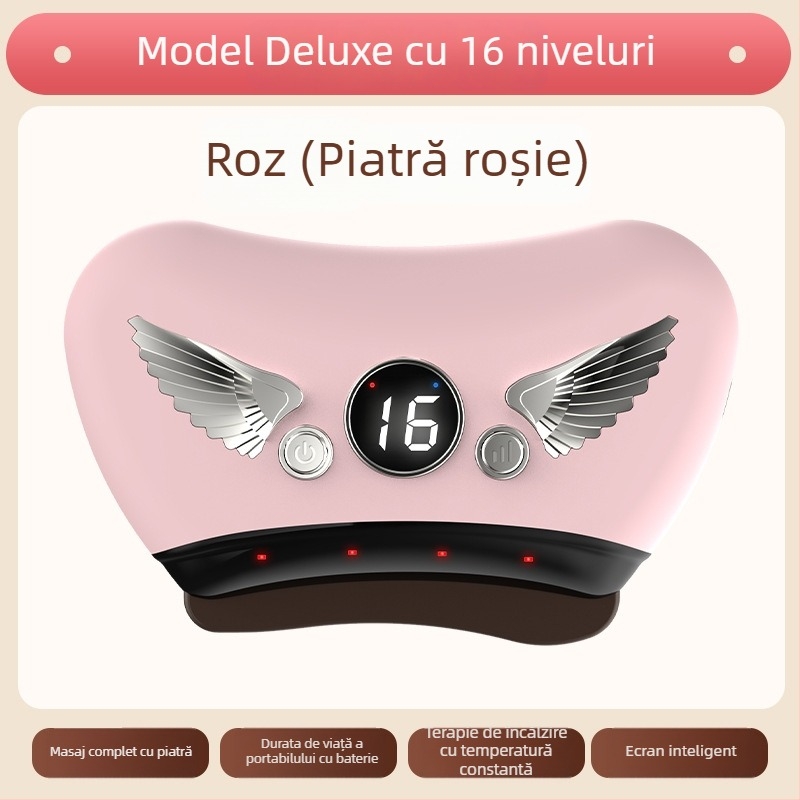 Dispozitiv electric pentru față Gua Sha cu placă de piatră, tip de alimentare prin încărcare, control cu buton, viteză fără trepte, temperatură 30–50°C