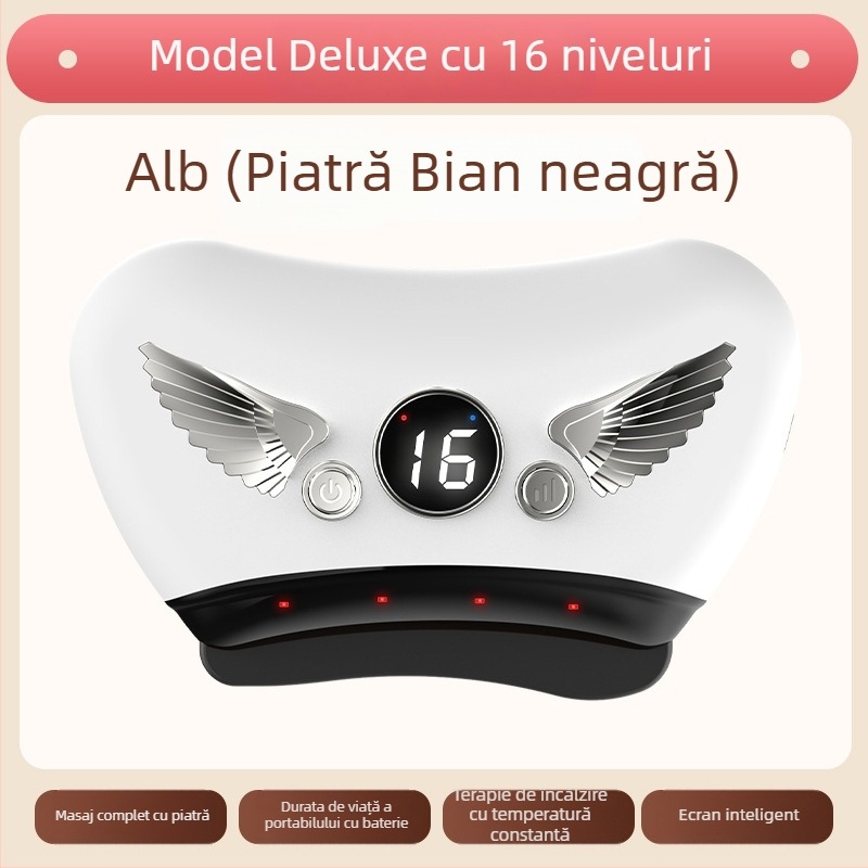 Dispozitiv electric pentru față Gua Sha cu placă de piatră, tip de alimentare prin încărcare, control cu buton, viteză fără trepte, temperatură 30–50°C