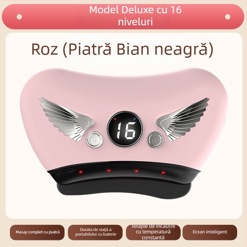 Dispozitiv electric pentru față Gua Sha cu placă de piatră, tip de alimentare prin încărcare, control cu buton, viteză fără trepte, temperatură 30–50°C