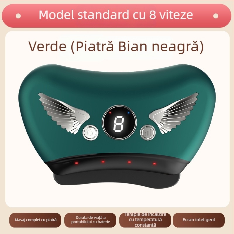 Dispozitiv electric pentru față Gua Sha cu placă de piatră, tip de alimentare prin încărcare, control cu buton, viteză fără trepte, temperatură 30–50°C